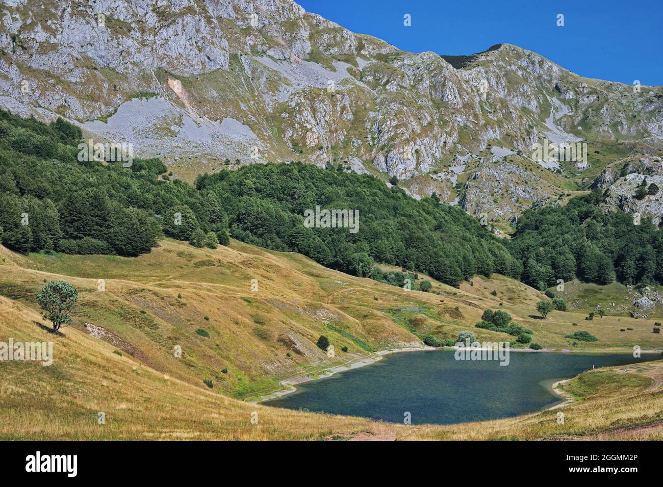 Scenic view of lake in the mountain valley Stock Photo