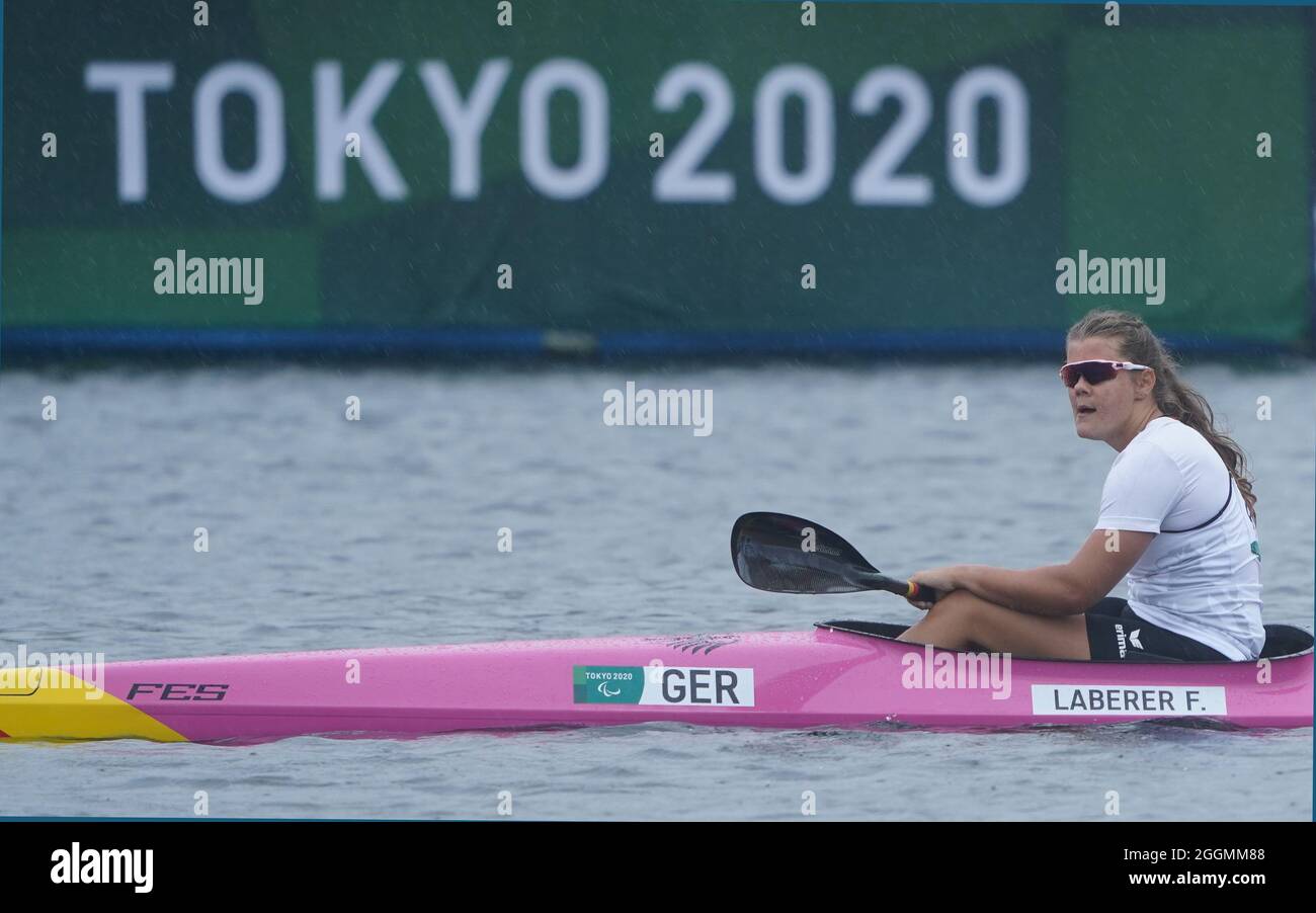 Tokio, Japan. 02nd Sep, 2021. Paralympics: Para-canoe, heats, women, individual, canoe sprint, 200 meters, in Sea Forest Waterway. Felicia Laberer (Germany). Credit: Marcus Brandt/dpa/Alamy Live News Stock Photo