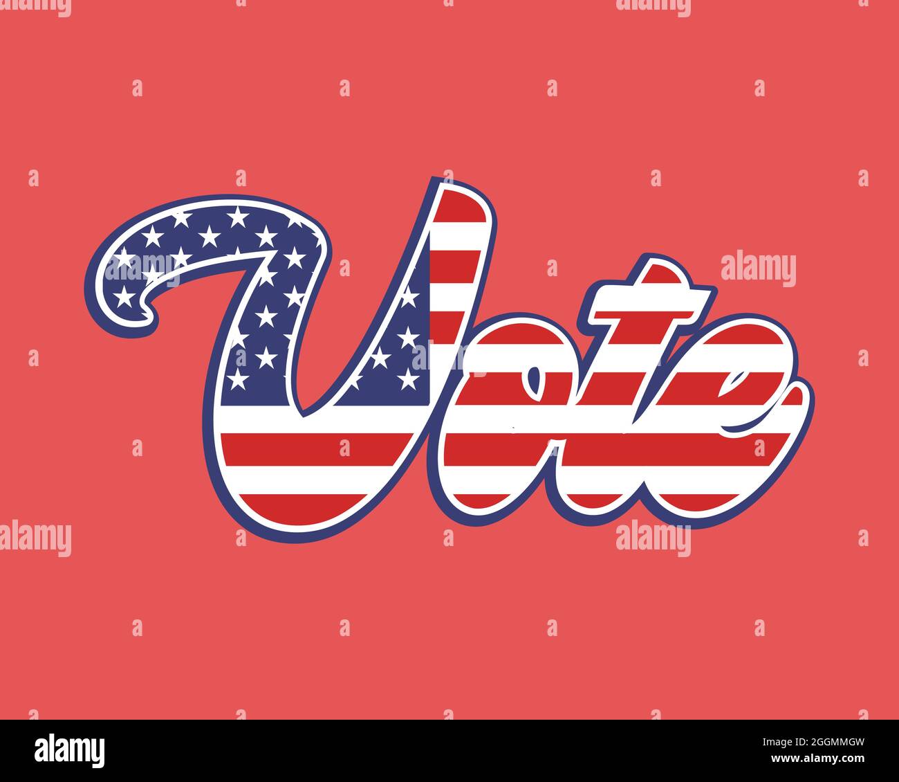 Vote election sign, midterm presidential voting banner with red background, republican candidate, politics, political, United States of America, Ameri Stock Photo