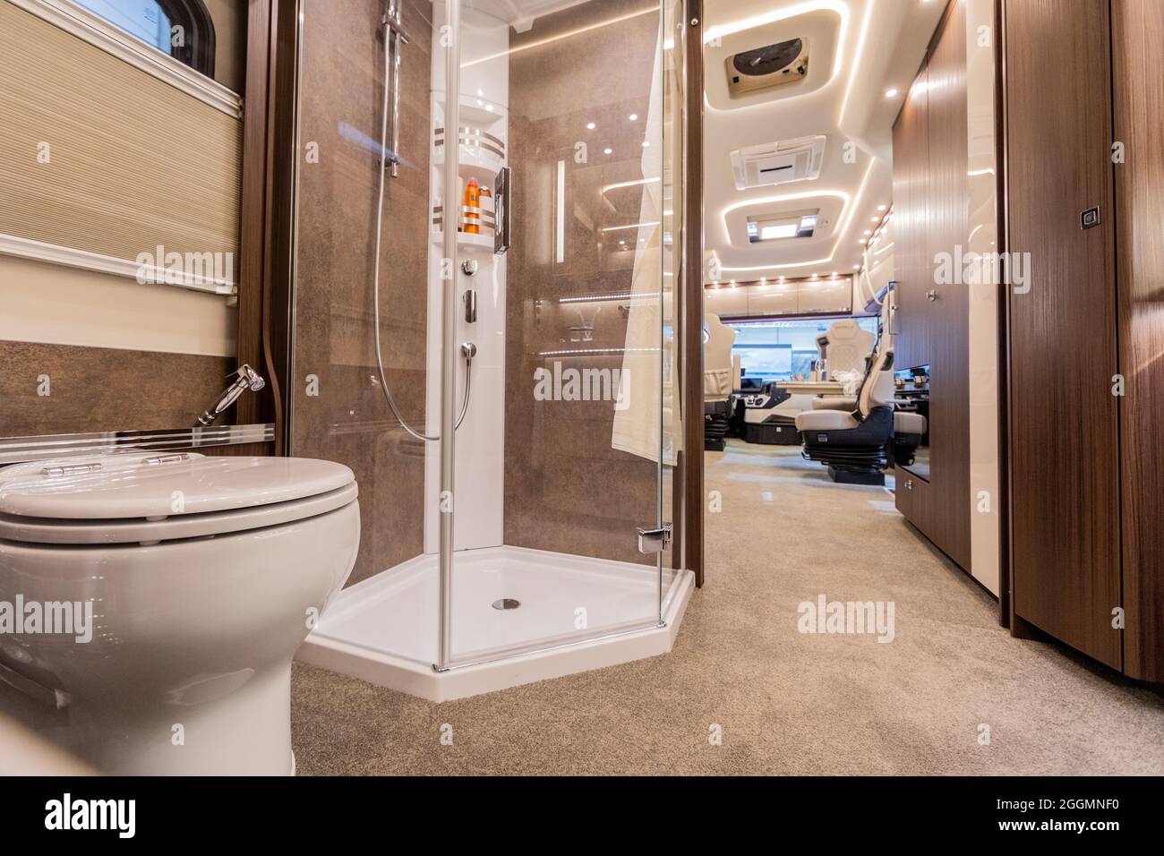 Duesseldorf, Germany. 01st Sep, 2021. A look inside a luxury motorhome from  Morelo at the 60th Caravan Salon at Messe Düsseldorf. The world's largest  trade fair for motorhomes and caravans, the Caravan