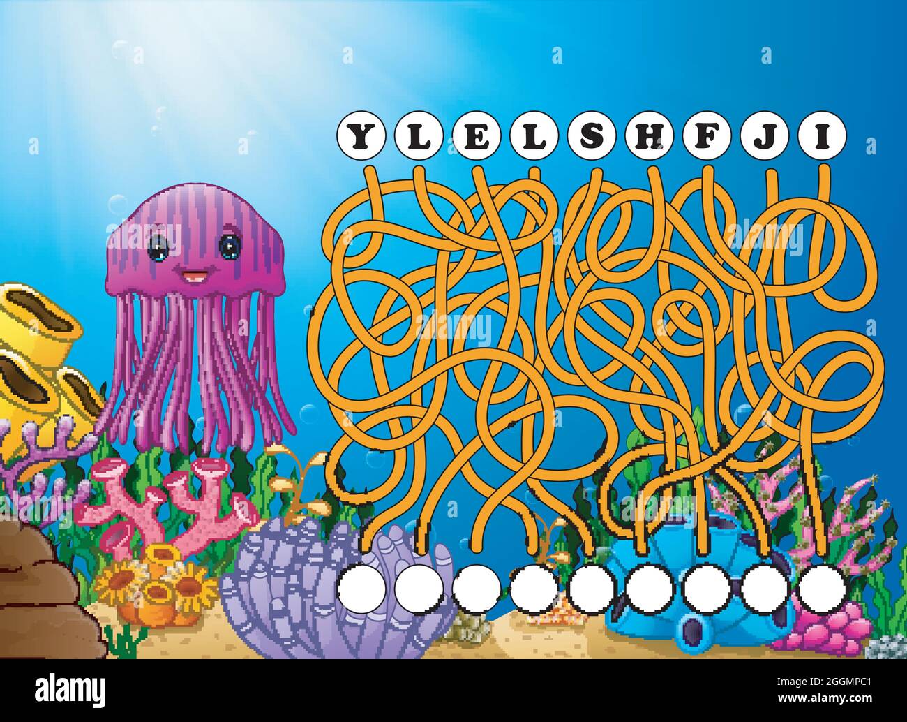 Game jellyfish maze find way to the word Stock Vector Image & Art Alamy