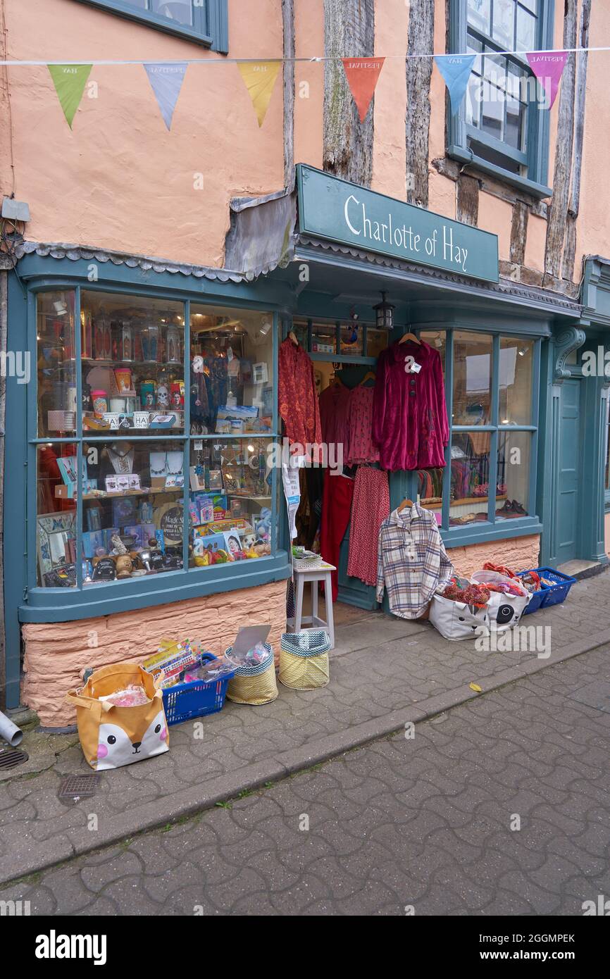 Charlotte of Hay shop, Hay on Wye, Town of Books, Powys, Wales Stock Photo
