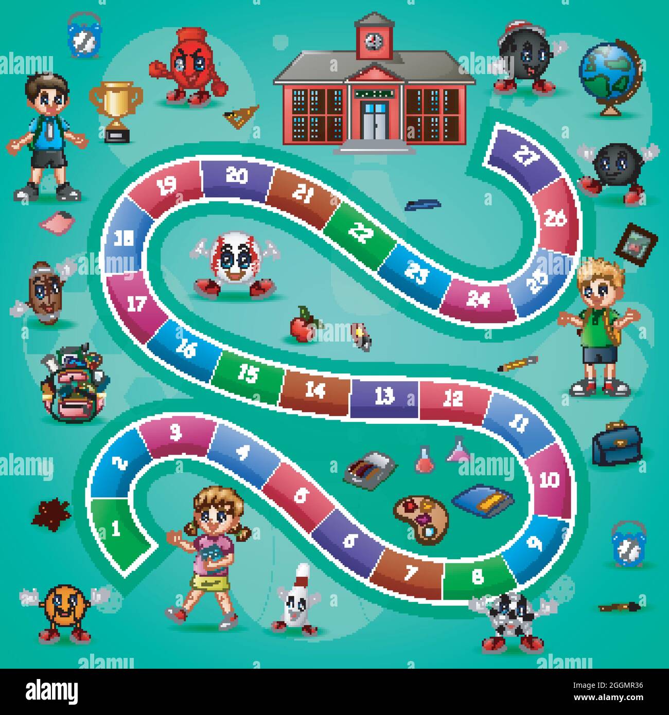 Snakes and ladders game school theme Stock Vector Image & Art Alamy