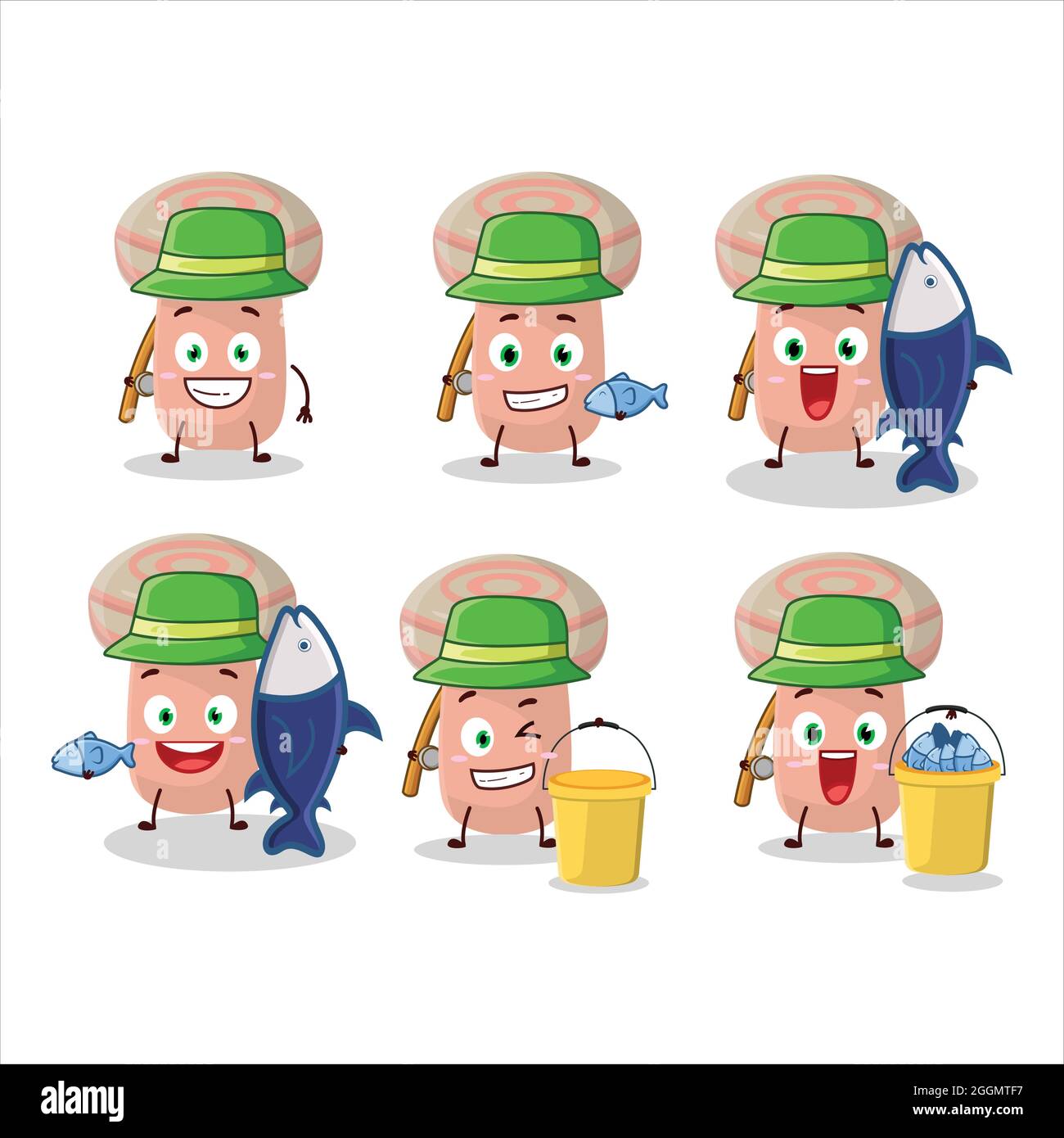 A fisherman coral milky cap cartoon picture catch a big fish. Vector ...