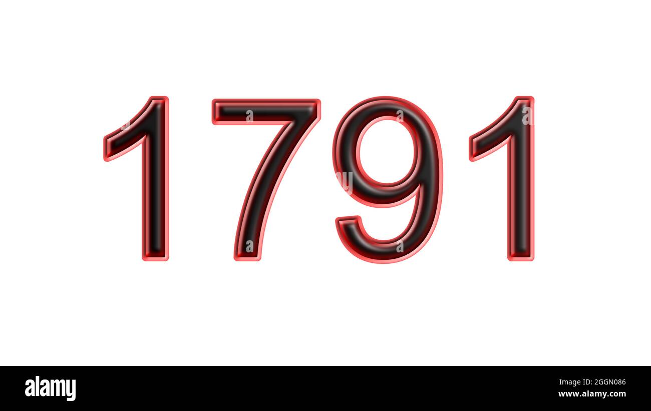 red 1791 number 3d effect white background Stock Photo