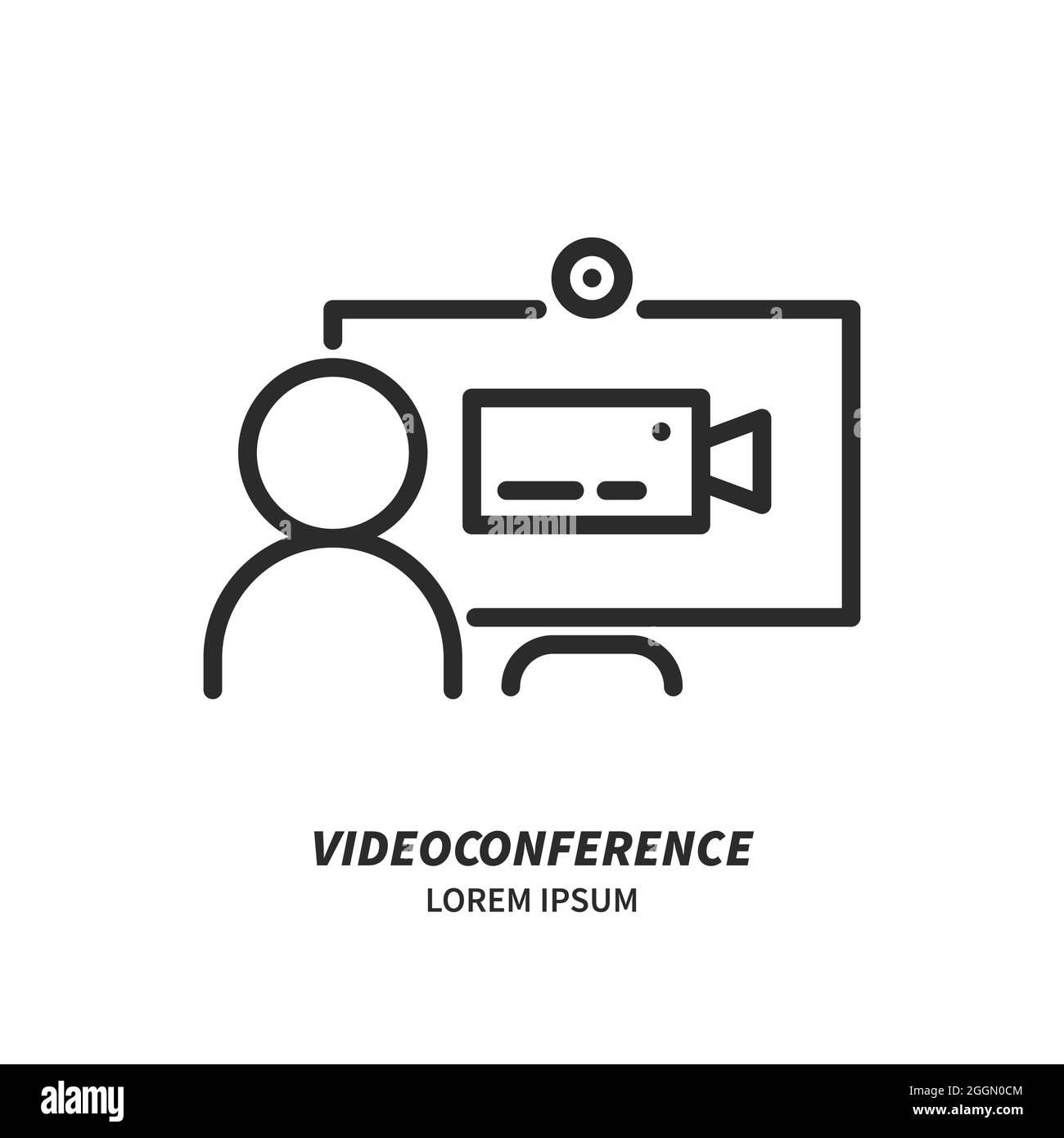 Computer with two people conferencing, online meeting Stock Vector