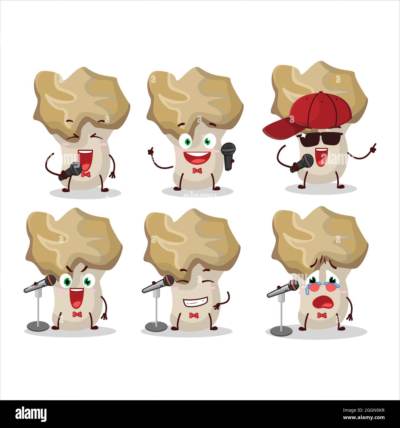 A Cute Cartoon design concept of hedgehog mushroom singing a famous