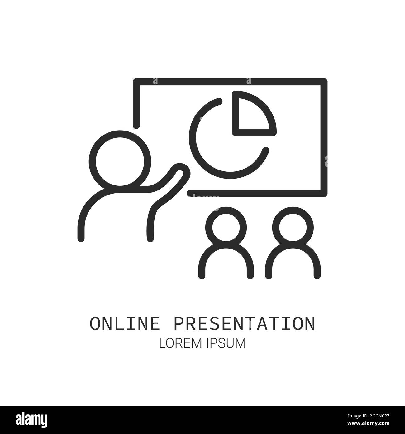 Computer with two people conferencing, online meeting Stock Vector