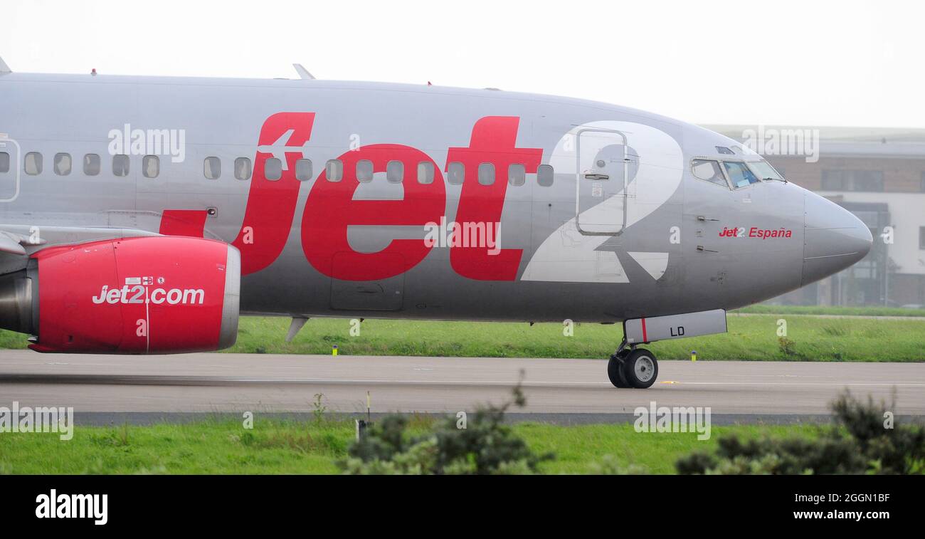 Undated file photo of Jet2.com plane. Holiday firm Jet2 has said bookings remain under pressure for the winter season but it cheered 'encouraging' demand for summer next year. The firm said it was keeping its winter programme under 'continuous review' as bookings continue to be sluggish for the season. Issue date: Thursday September 2, 2021. Stock Photo