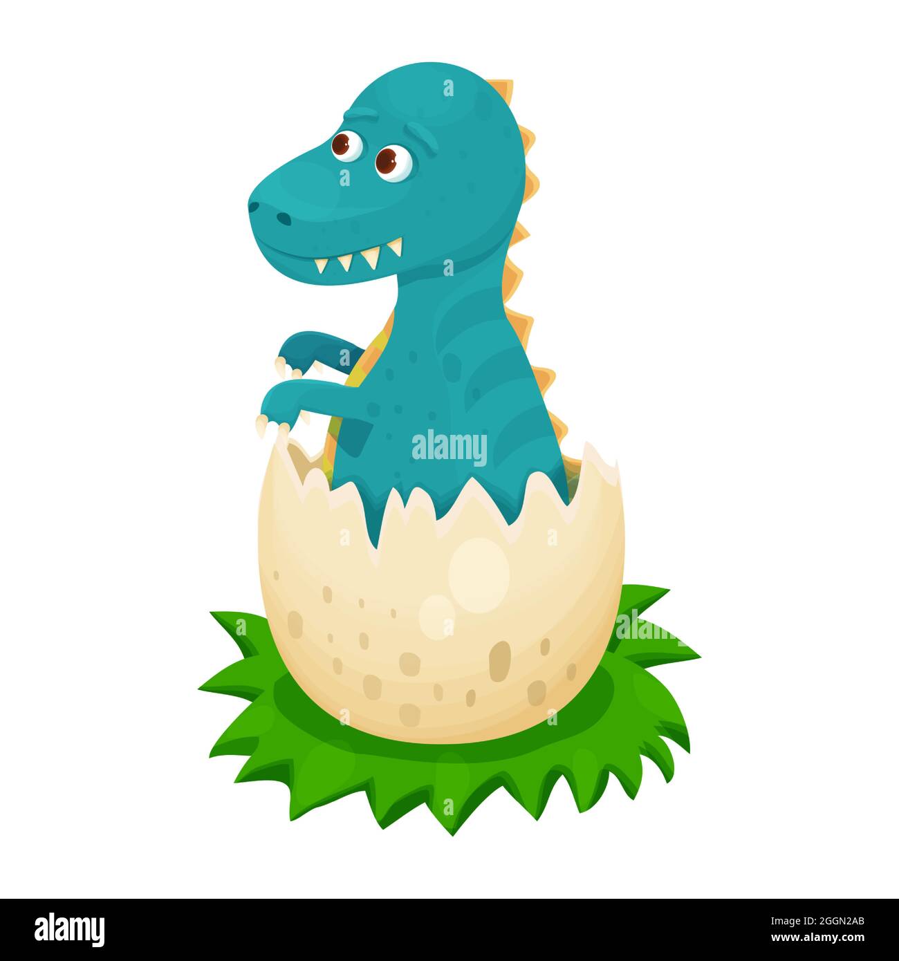 Funny Cartoon Dinosaur, Cute Illustration in Flat Style. Colorful