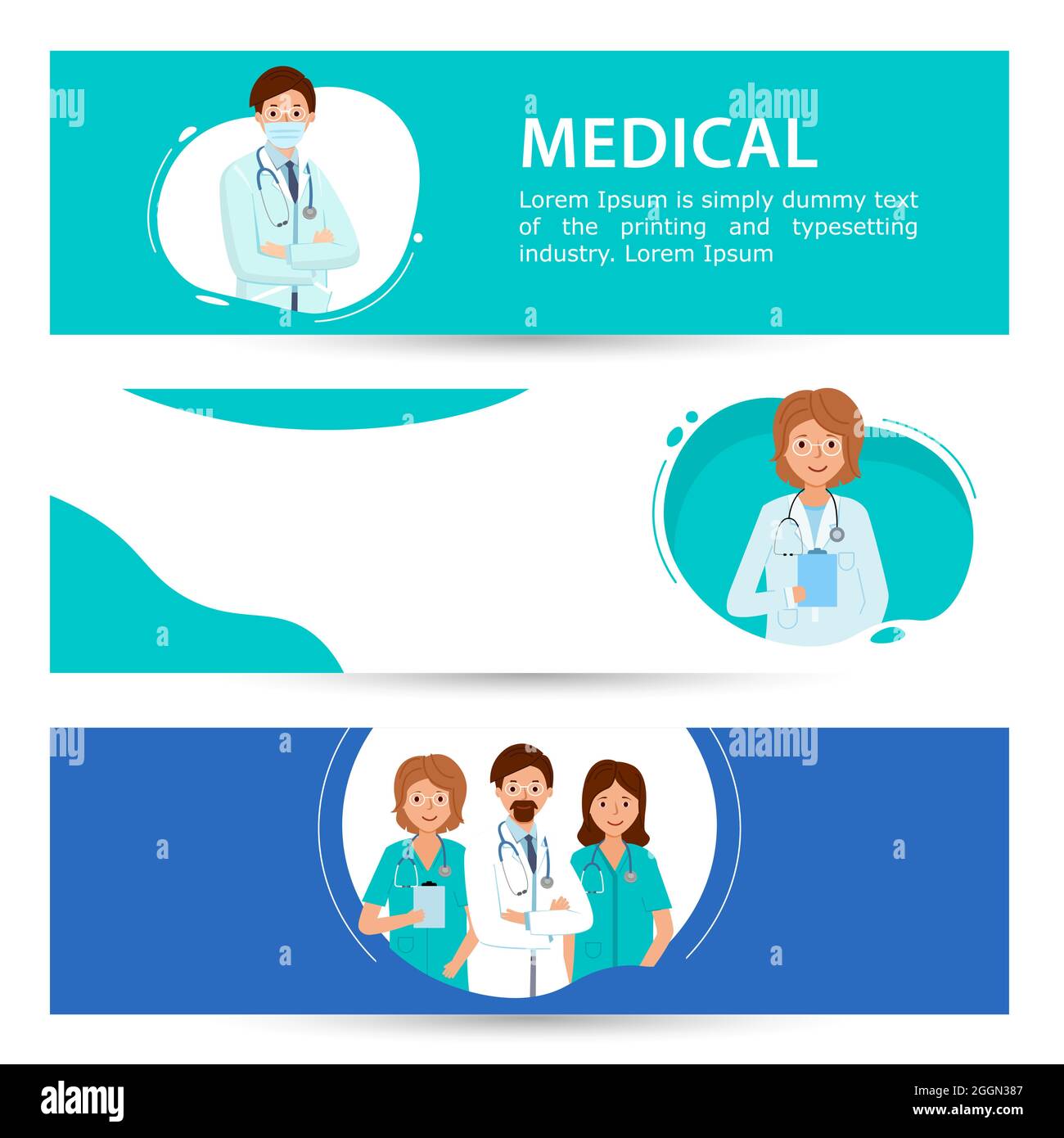 Medical banner with Group of doctors. Vector illustration Stock Vector