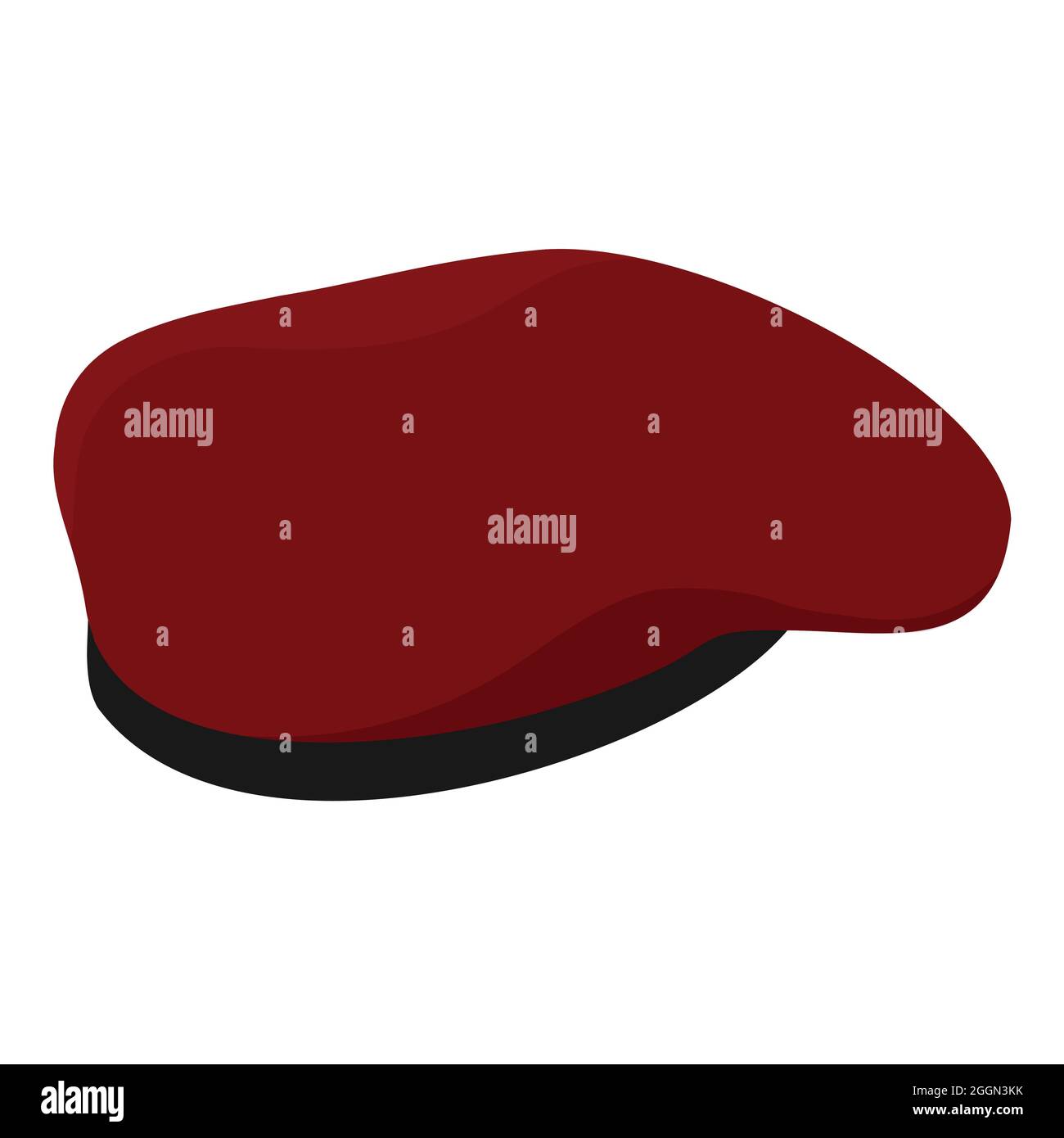 Military dark red beret isolated on white background. Isometric view