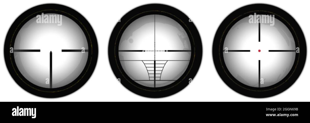 Rifle reticle. Sniper scope. Crosshairs of a gun optics Stock Vector