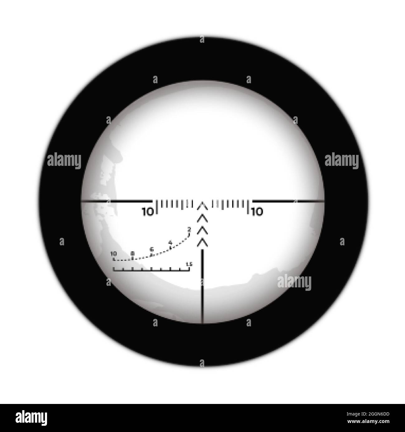 Crosshairs of a sniper scope reticle. Cross hairs of a rifle gun aiming optical viewfinder Stock Vector
