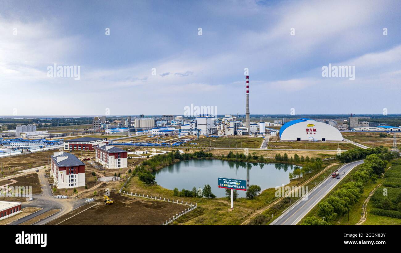 September 2, 2021, Qiqihar, Qiqihar, China: September 1, 2021, taken in Taha Comprehensive Industrial Park, Economic Development Zone, Fuyu County, Qiqihar City. The Yihai Kerry (Fuyu) Modern Agricultural Industrial Park project is a comprehensive agricultural product processing cluster invested and constructed by the Yihai Kerry Group. The project is a comprehensive modern agricultural industrial park integrating grain, oil and food industry, biotechnology, and energy supply. The goal is to strive to build the world's largest and most comprehensive agricultural product processing base. (Credi Stock Photo