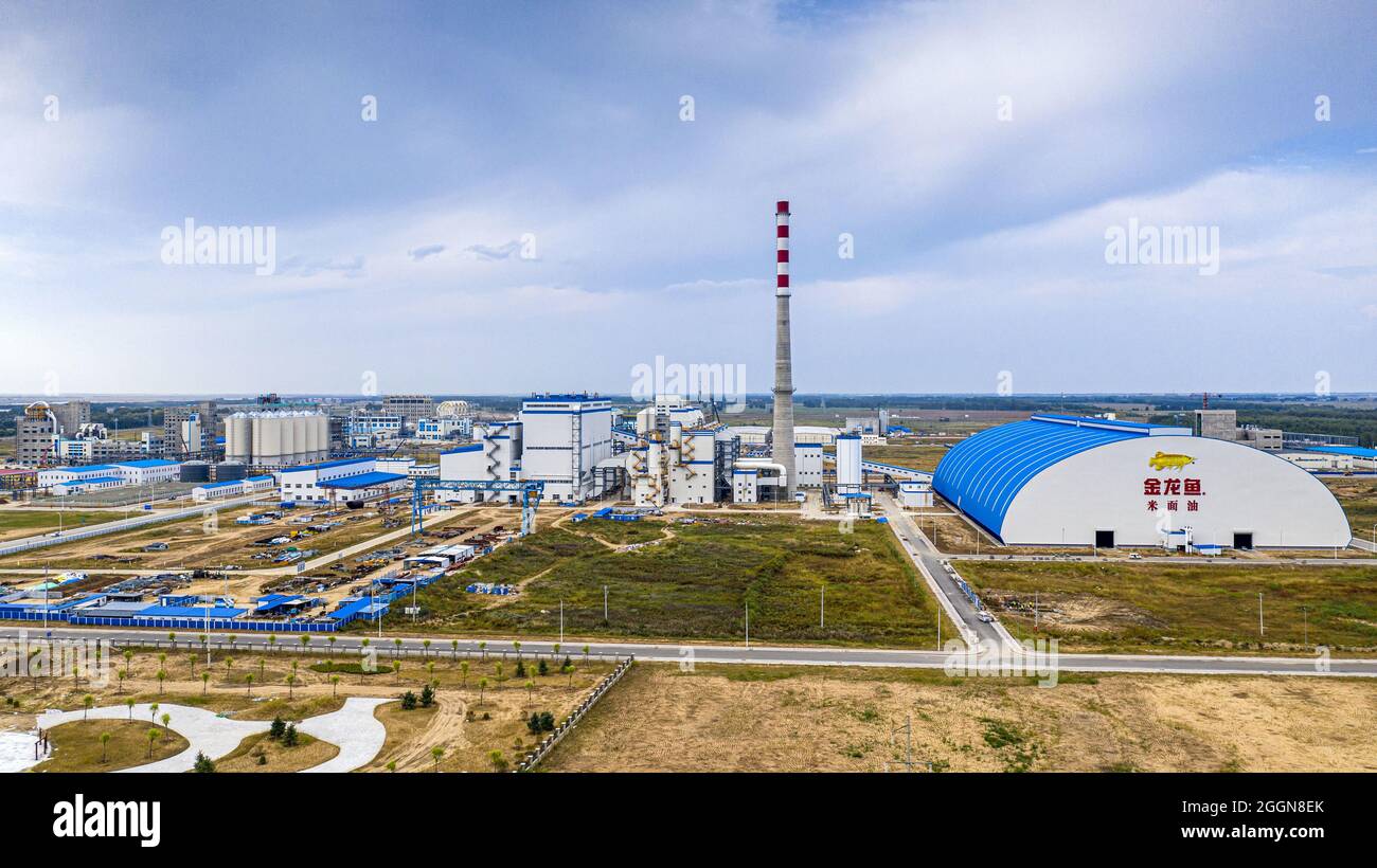 Qiqihar, Qiqihar, China. 2nd Sep, 2021. September 1, 2021, taken in Taha Comprehensive Industrial Park, Economic Development Zone, Fuyu County, Qiqihar City. The Yihai Kerry (Fuyu) Modern Agricultural Industrial Park project is a comprehensive agricultural product processing cluster invested and constructed by the Yihai Kerry Group. The project is a comprehensive modern agricultural industrial park integrating grain, oil and food industry, biotechnology, and energy supply. The goal is to strive to build the world's largest and most comprehensive agricultural product processing base. (Credi Stock Photo