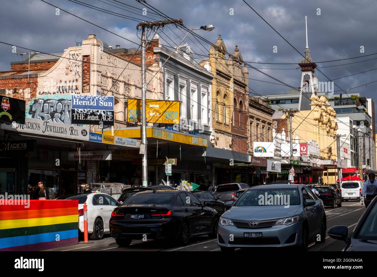 Traffic in Smith Street Collingwood, Victoria, Australia Stock Photo