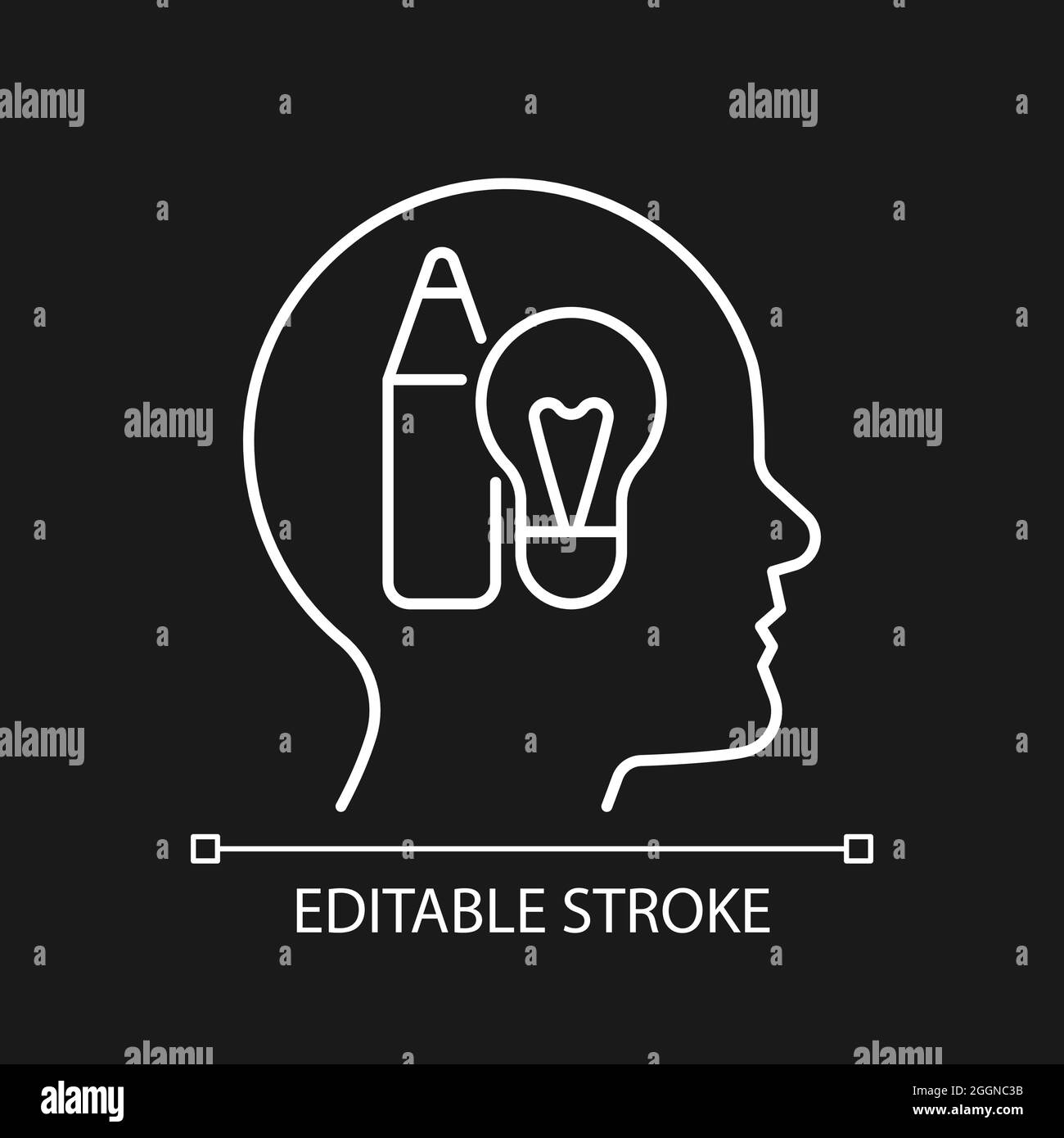 Creative motivation white linear icon for dark theme Stock Vector Image ...