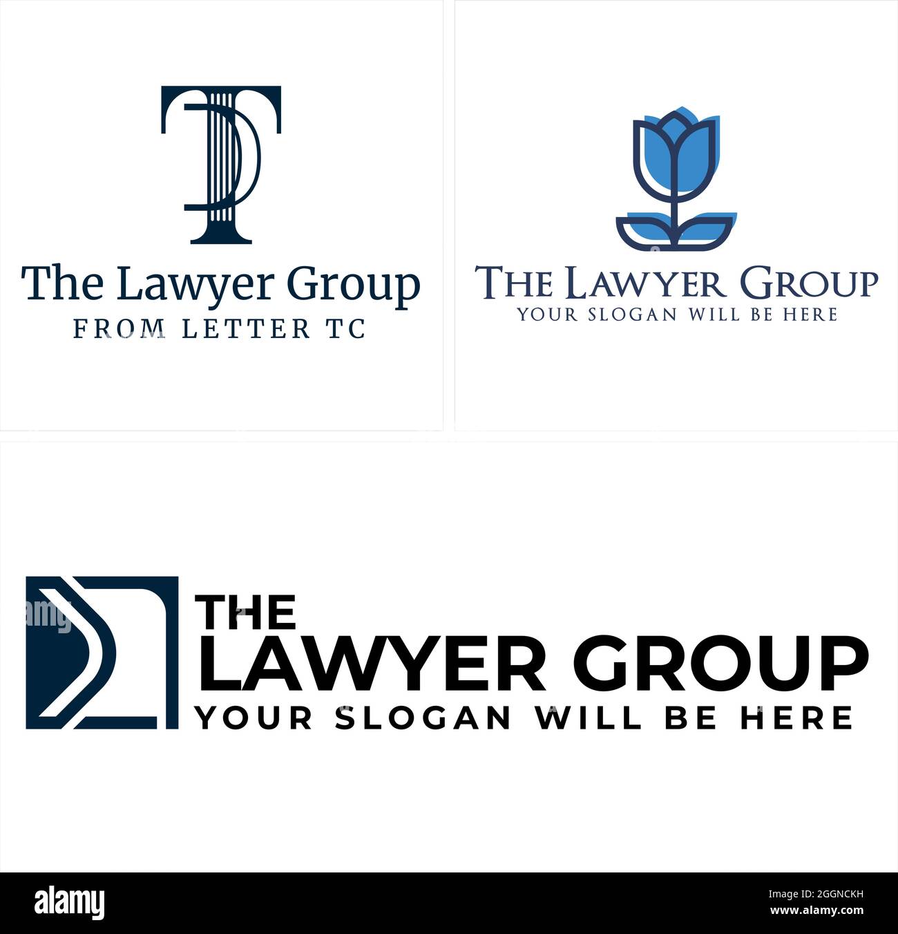 Lawyer group with icon initial TC and flower logo design Stock Vector