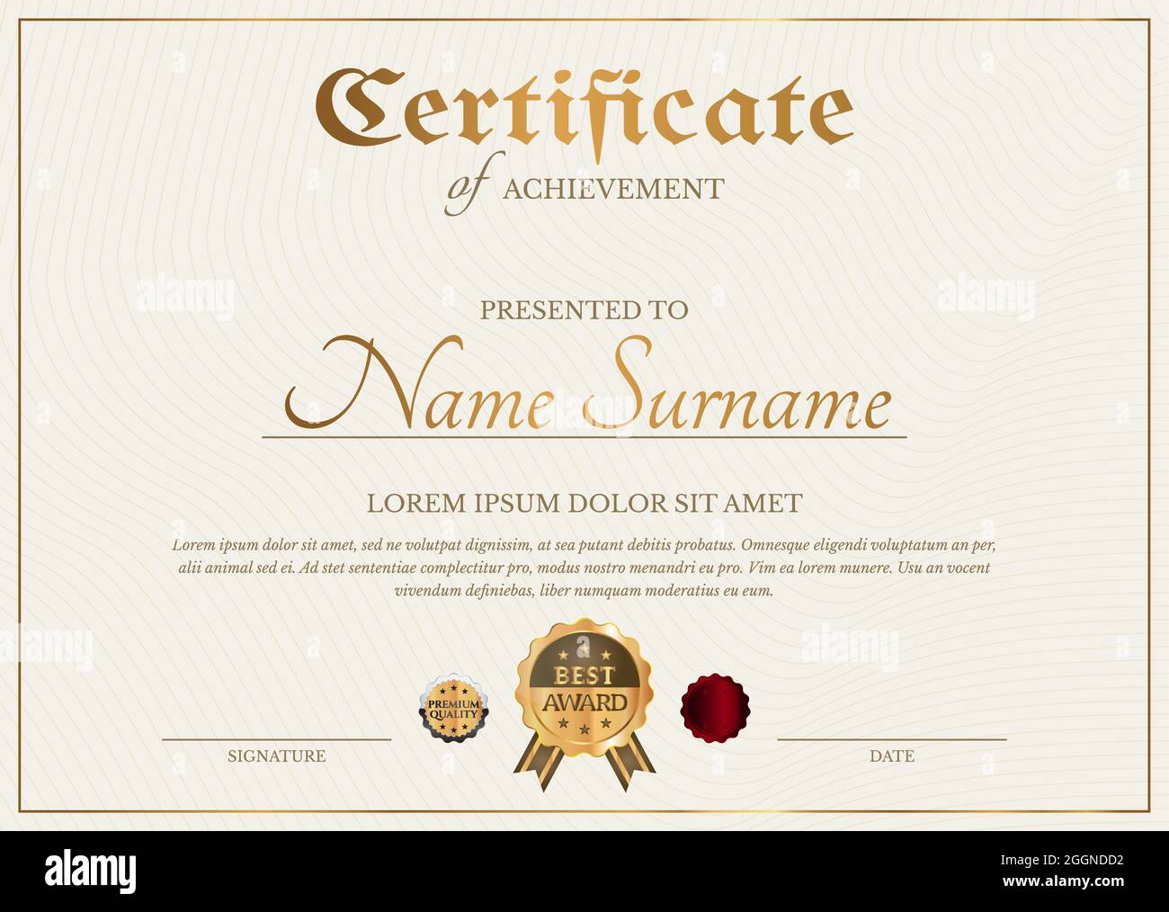 Certificate Diploma Template in Simple Classic Style Stock Vector