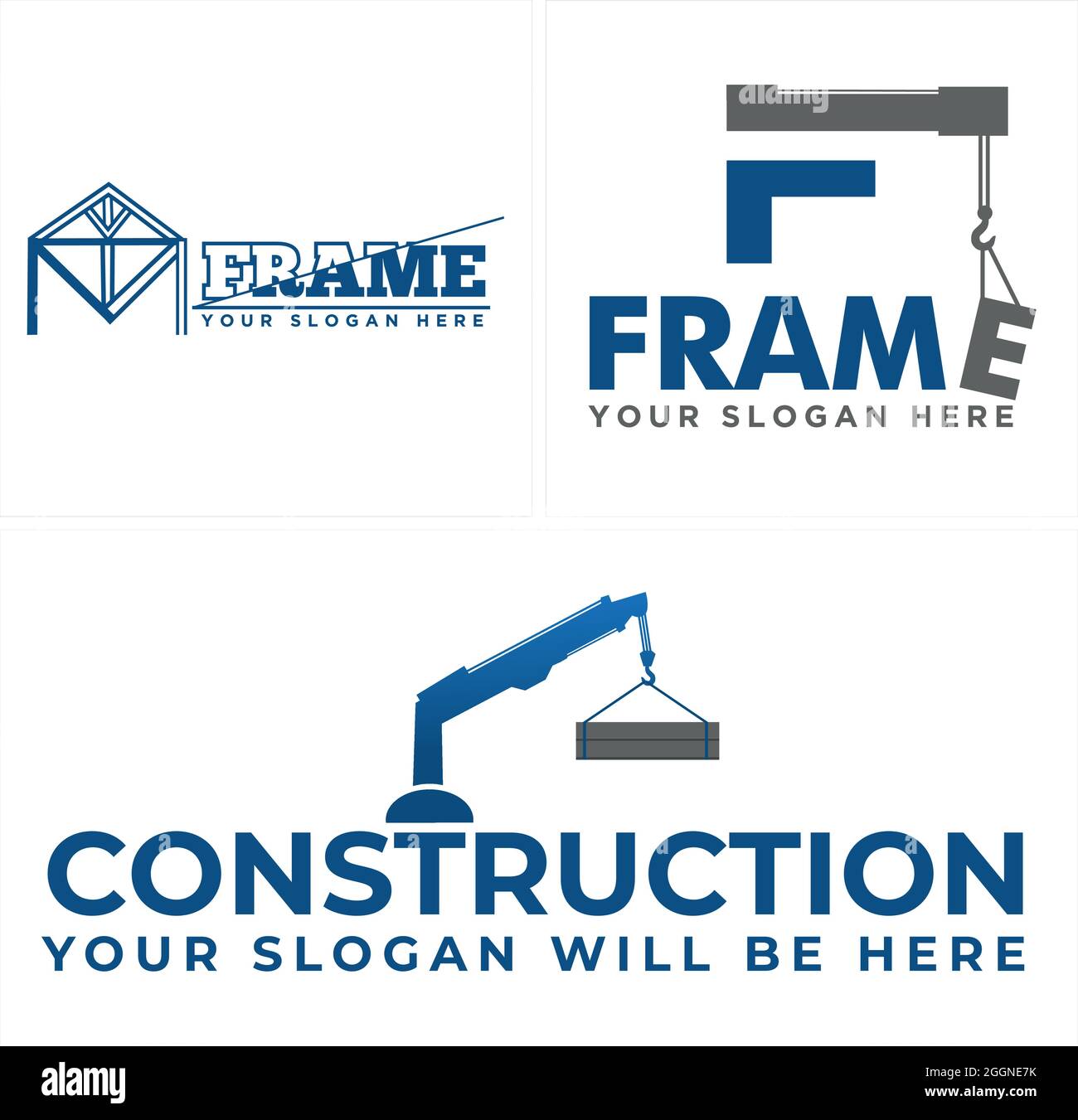 Construction building with icon crane logo design Stock Vector