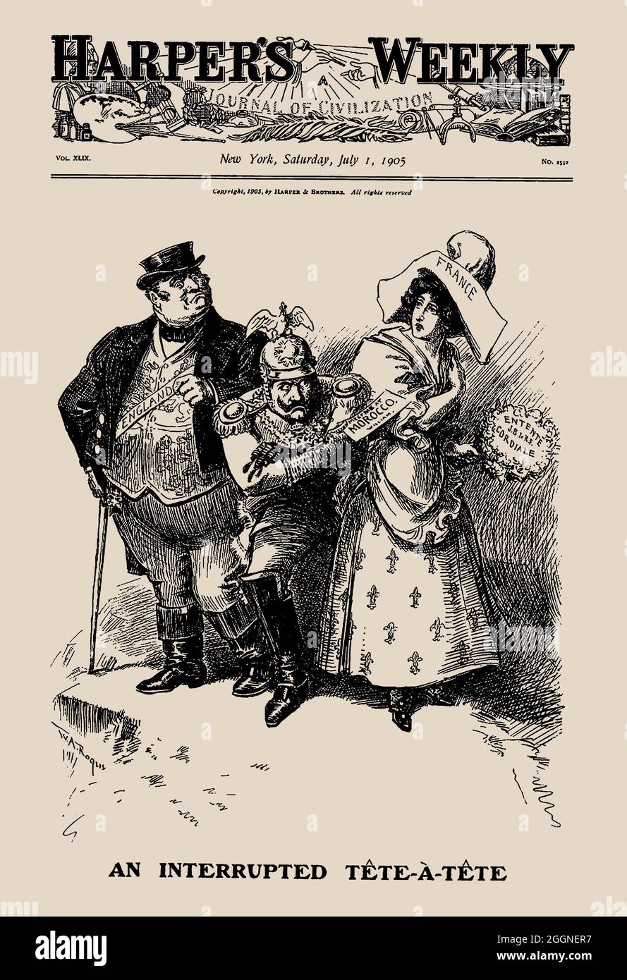An Interrupted Tête-à-tête (Harper's Weekly). Museum: PRIVATE COLLECTION. Author: WILLIAM ALLEN ROGERS. Stock Photo