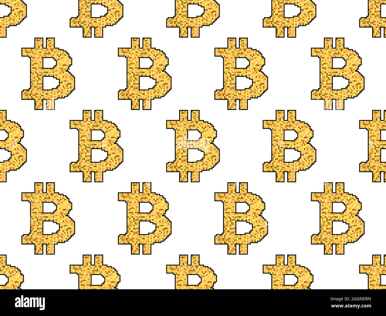 Bitcoin sign seamless pattern in pixel art style. 8-bit Bitcoin sign from  pixels in 2d isolated on white background. Cryptocurrency, blockchain.  Vecto Stock Vector Image & Art - Alamy