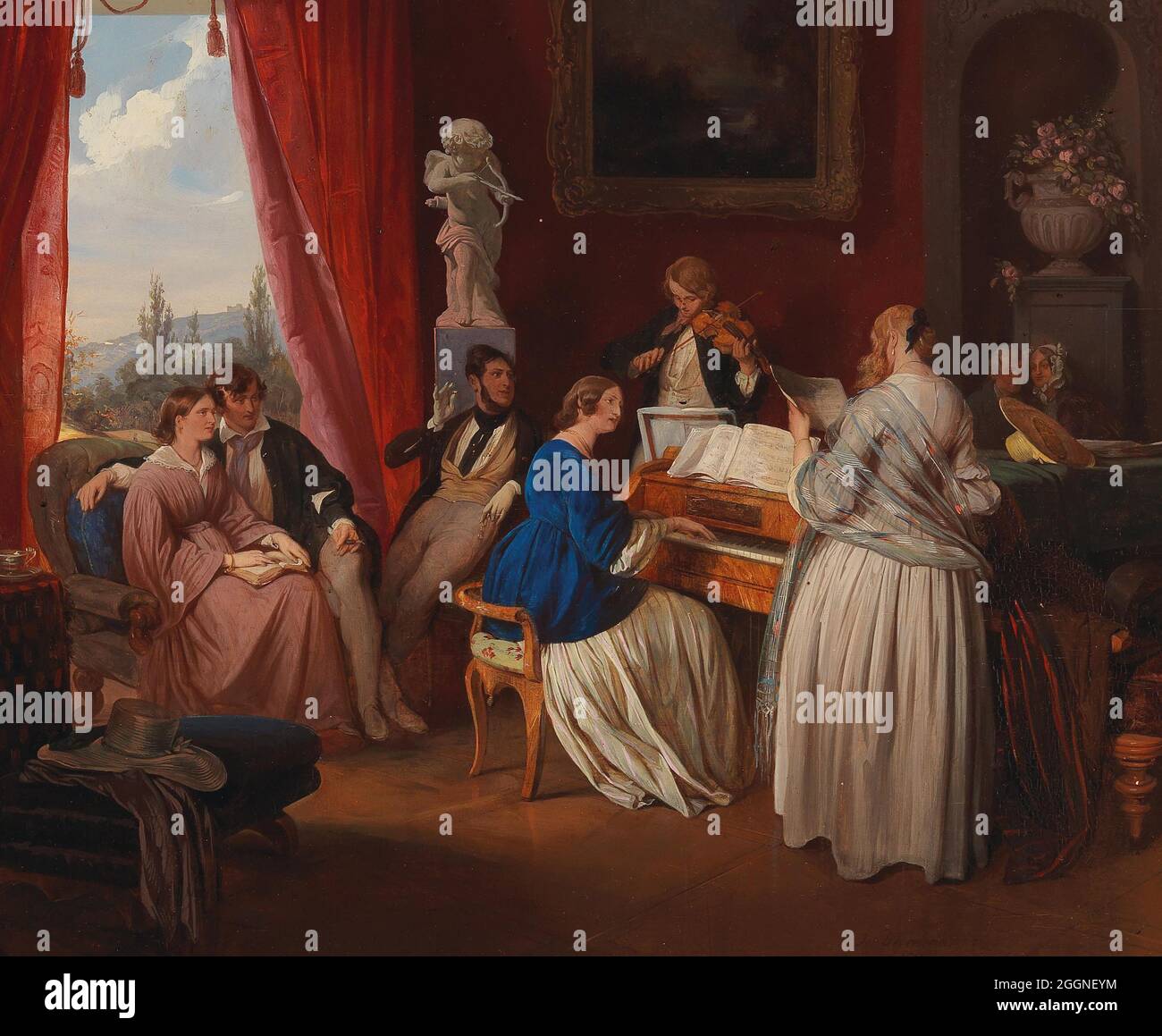 The Family Concert. Museum: PRIVATE COLLECTION. Author: JOSEF DANHAUSER. Stock Photo