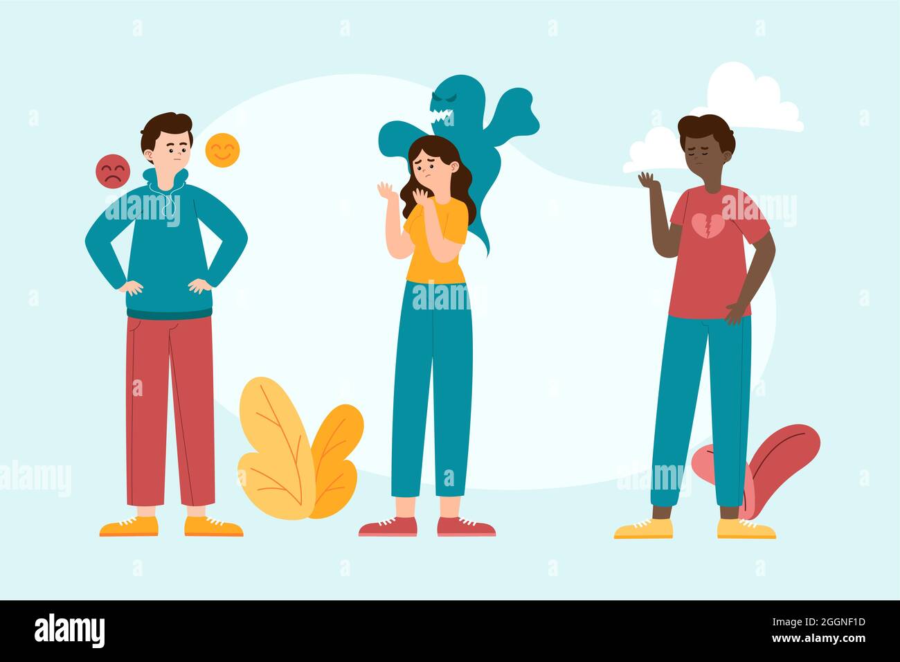 People With Mental Health Problems Vector Illustration Stock Vector