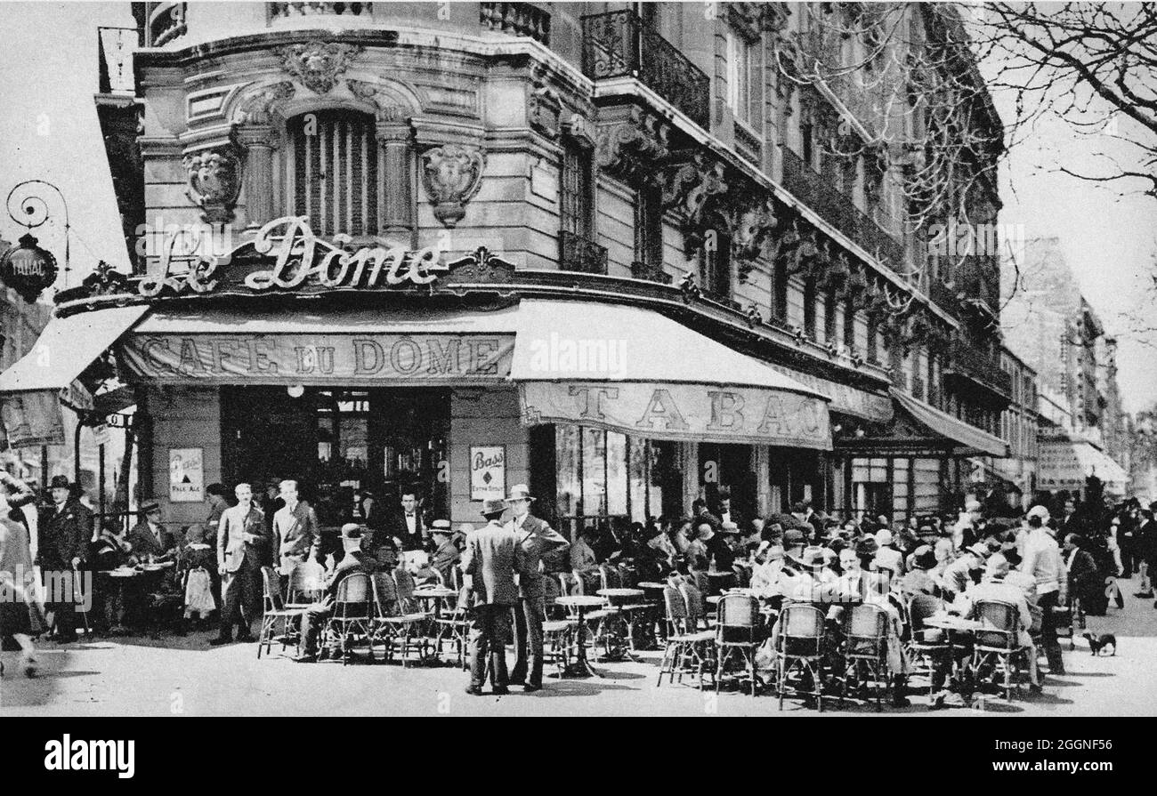Le Dôme, Boulevard du Montparnasse. Museum: PRIVATE COLLECTION. Author: ANONYMOUS. Stock Photo
