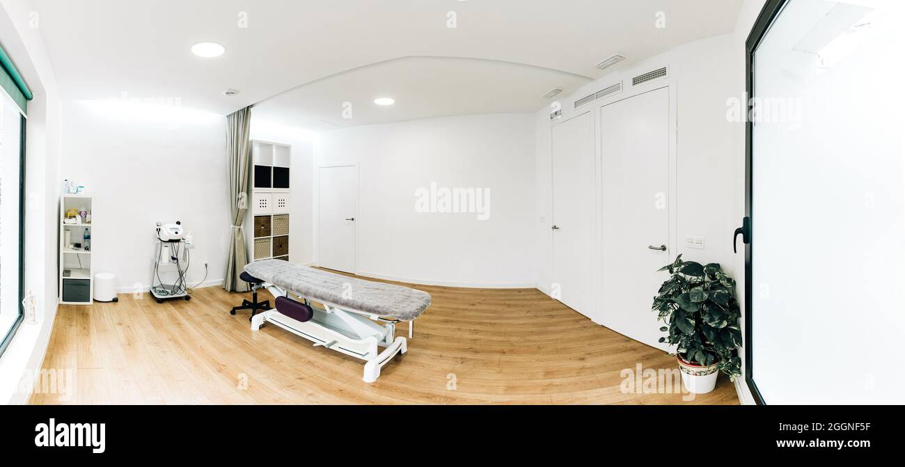 Interior room of a physical therapy and rehabilitation clinic with everything necessary for health care. Concept of health and well-being Stock Photo