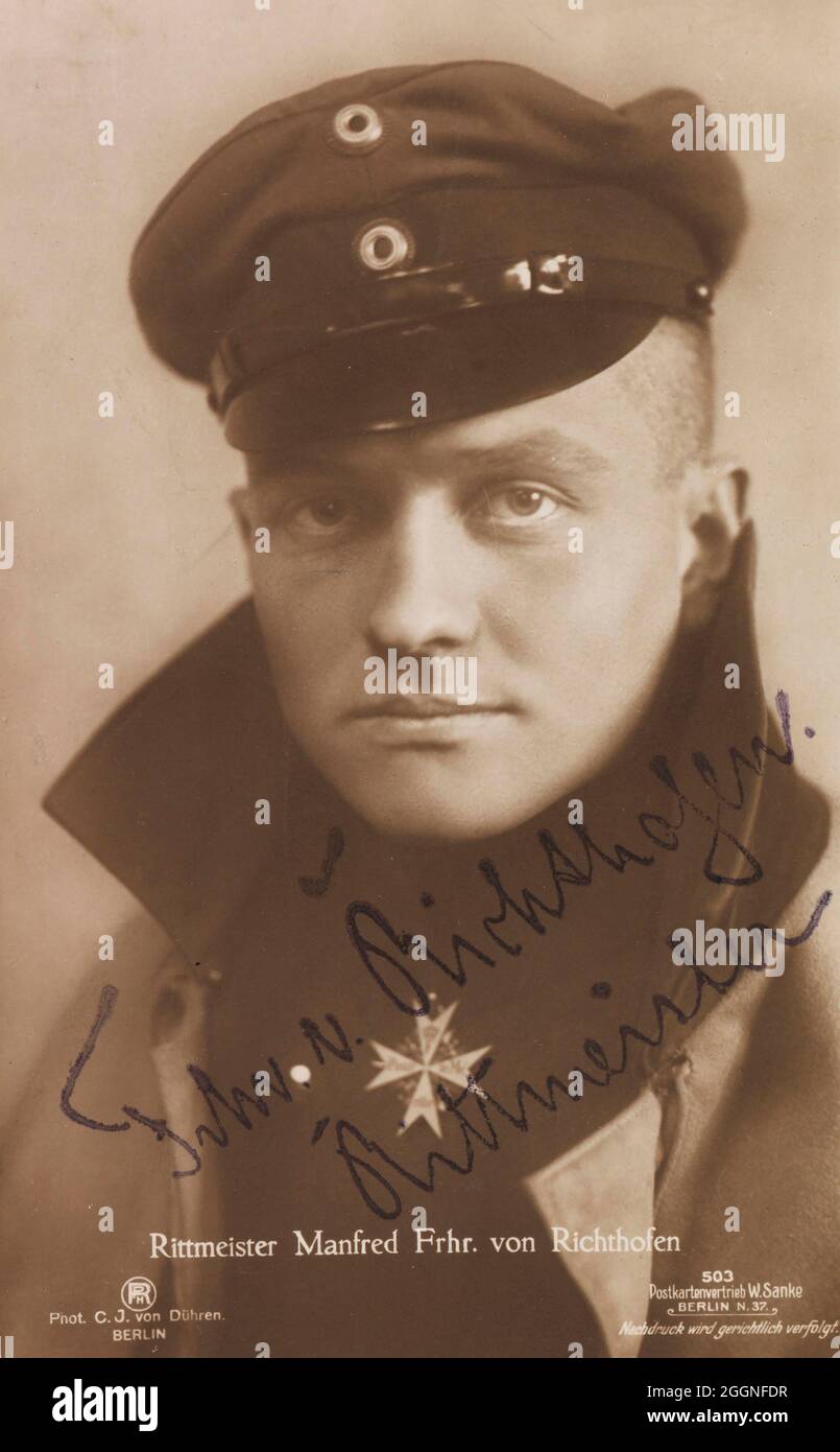 Portrait of Manfred von Richthofen (1892-1918). Museum: PRIVATE COLLECTION. Author: Berlin Photo studio C. J. Dühren. Stock Photo