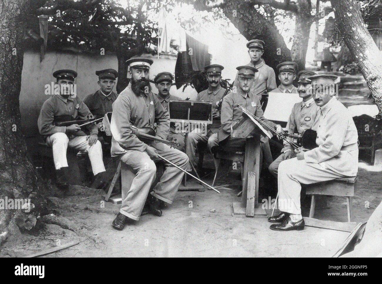 Members of a German Bando POW camp orchestra at Tokushima Prefecture. Museum: PRIVATE COLLECTION. Author: ANONYMOUS. Stock Photo
