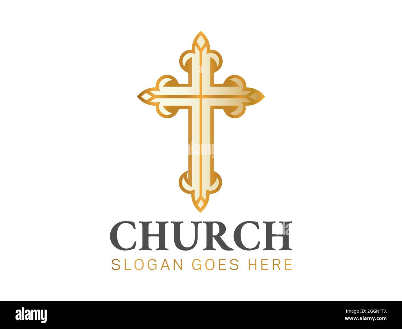 Elegant Christian Church Logo with Cross Stock Vector