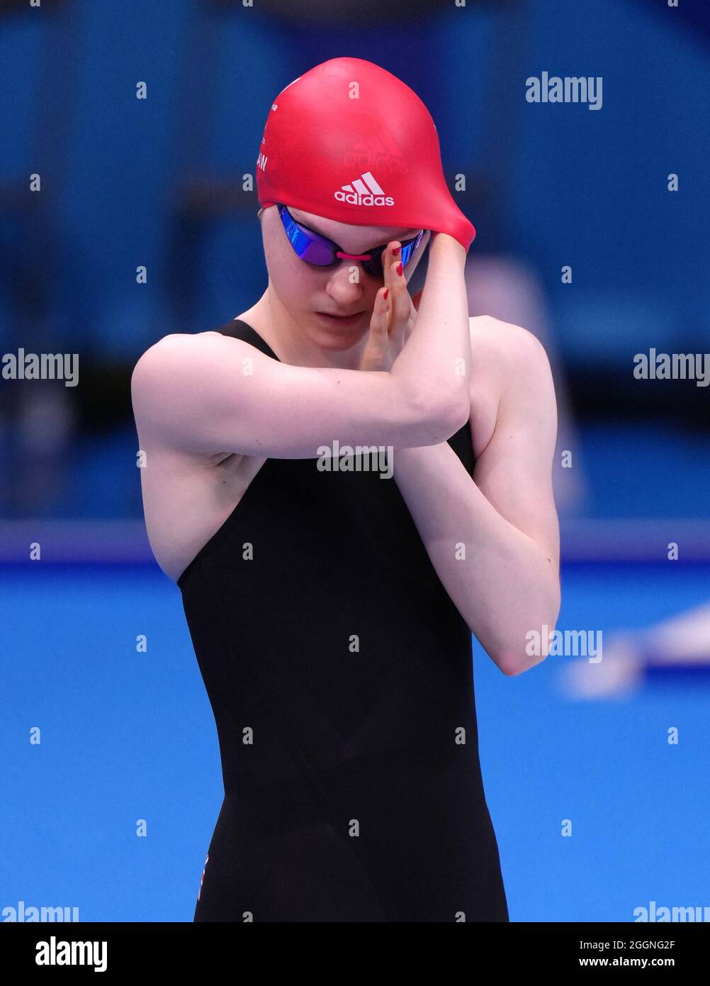 Great Britain's Toni Shaw before the Women's 100m Butterfly - S9 Final at the Tokyo Aquatics Centre during day nine of the Tokyo 2020 Paralympic Games in Japan. Picture date: Thursday September 2, 2021. Stock Photo