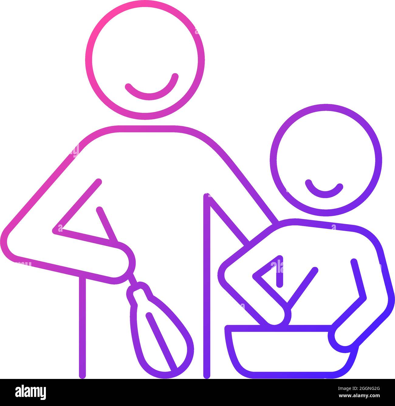 Cooking with kid gradient linear vector icon Stock Vector