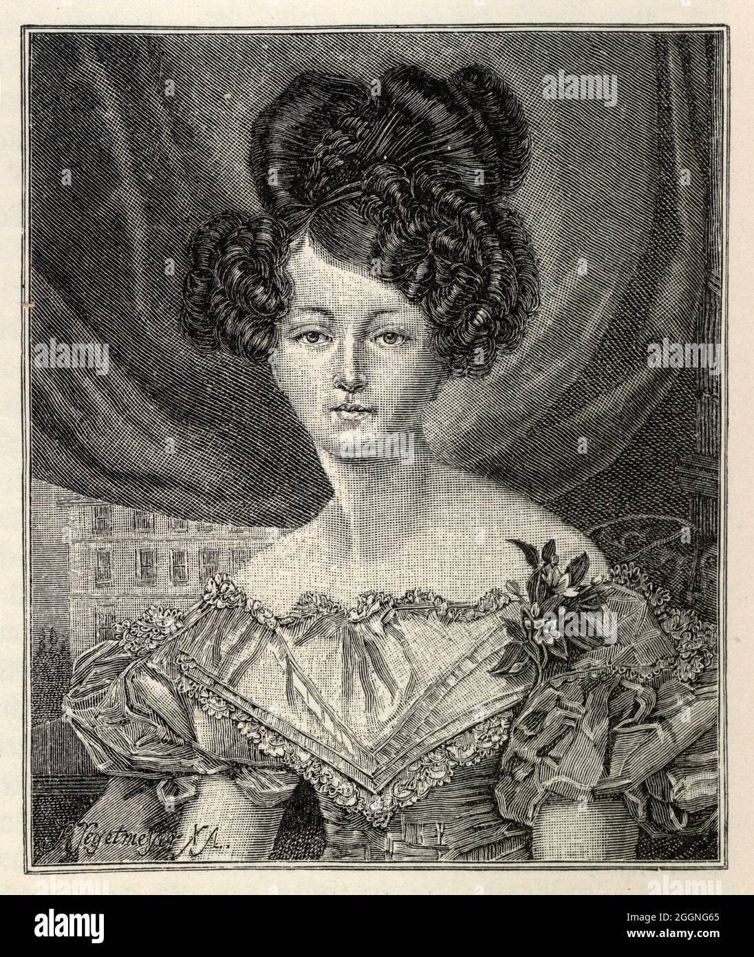 Augusta of Saxe-Weimar-Eisenach as Princess of Prussia. Museum: PRIVATE COLLECTION. Author: August Heinrich Ferdinand Tegetmeyer. Stock Photo