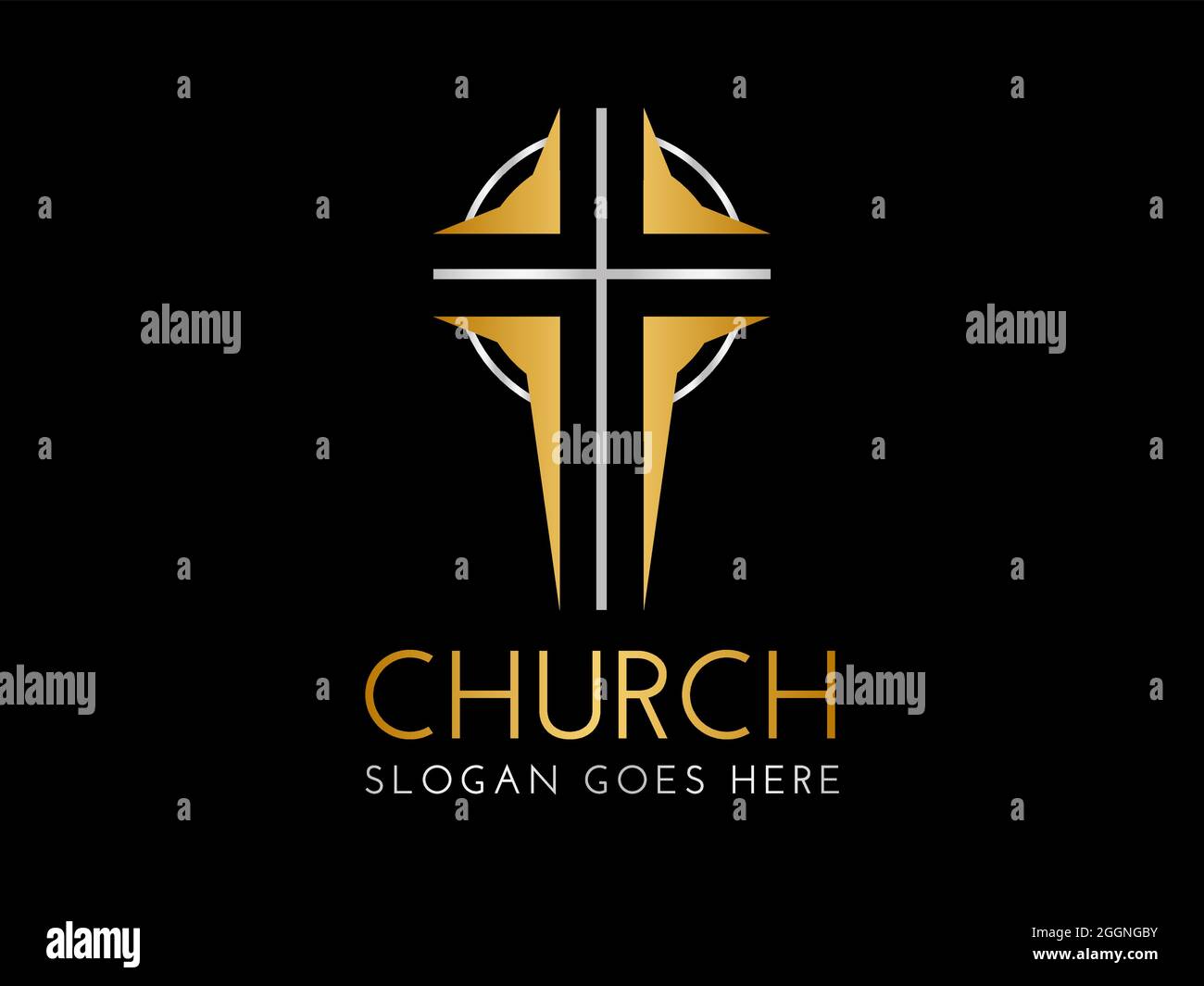 Christian Church Logo with Cross Stock Vector