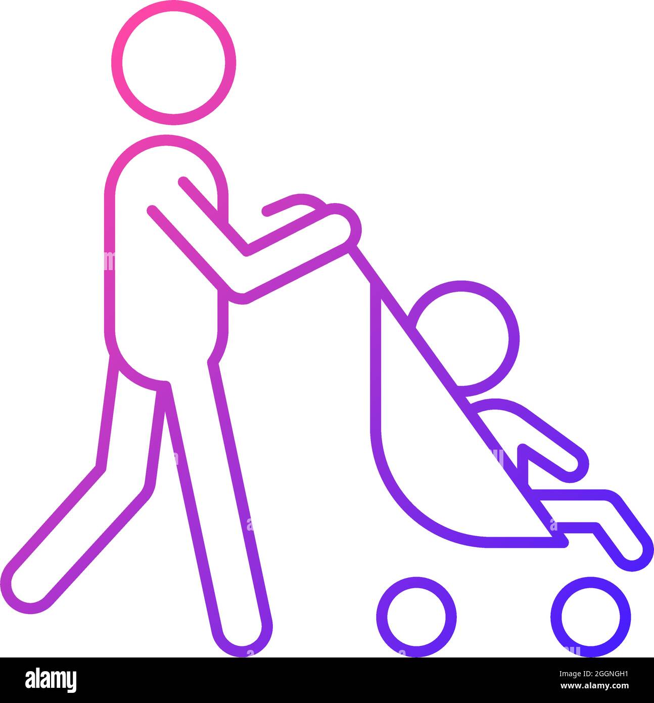 Walking with stroller gradient linear vector icon Stock Vector