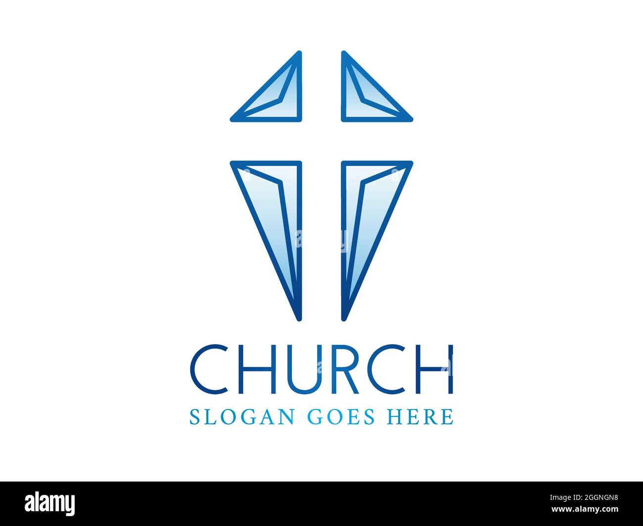 Negative Space Crhristian Cross  Church Logo Stock Vector