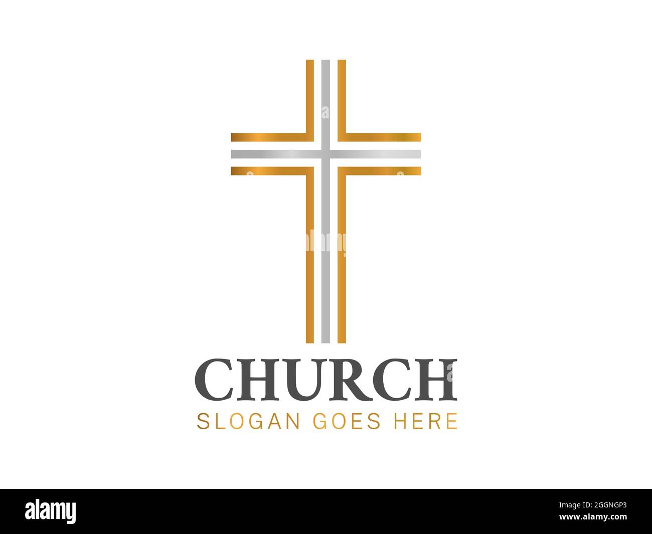 Simple Christian Church Logo with Cross Stock Vector