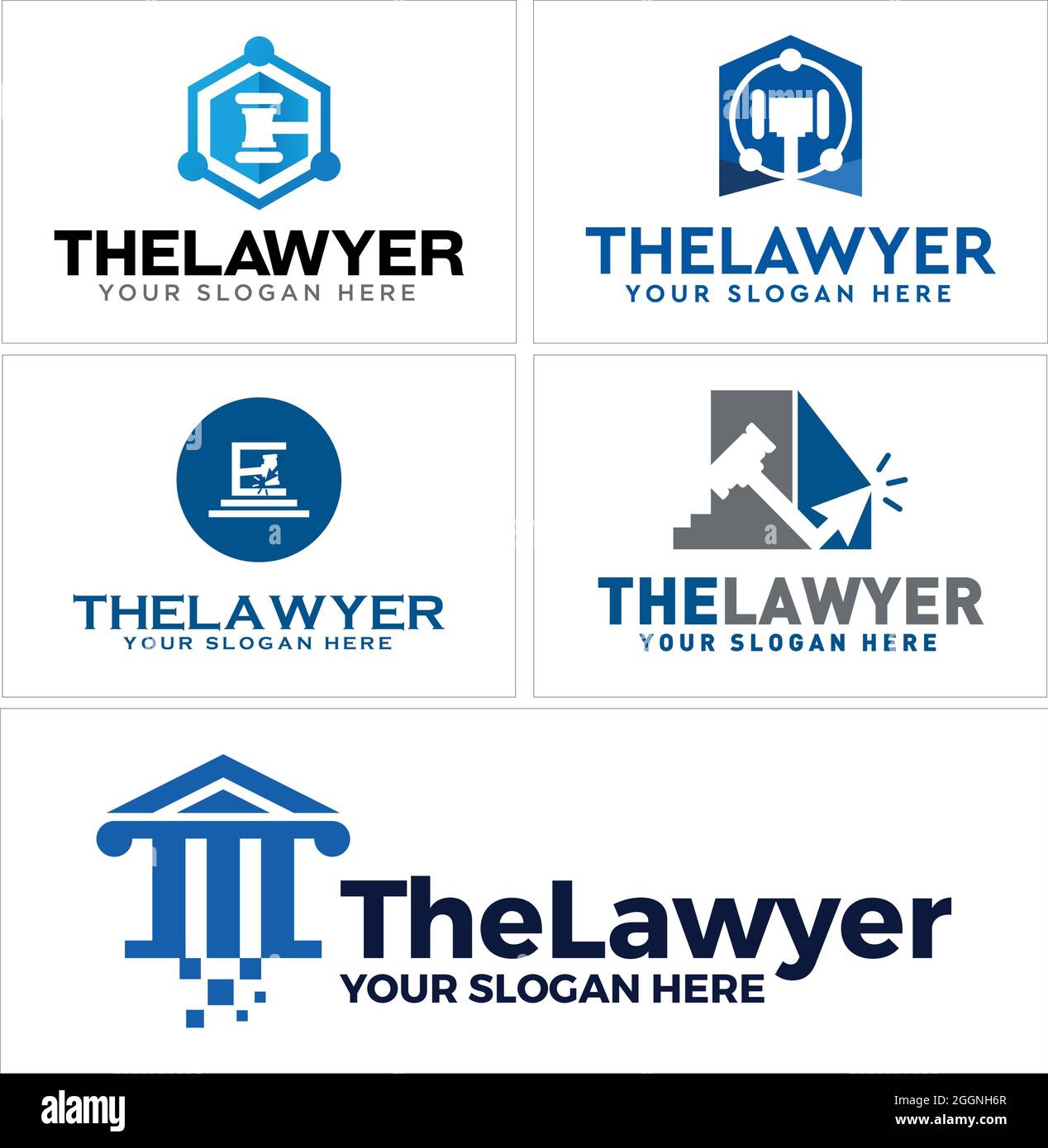 The lawyer technology justice court firm law pillar building logo design Stock Vector