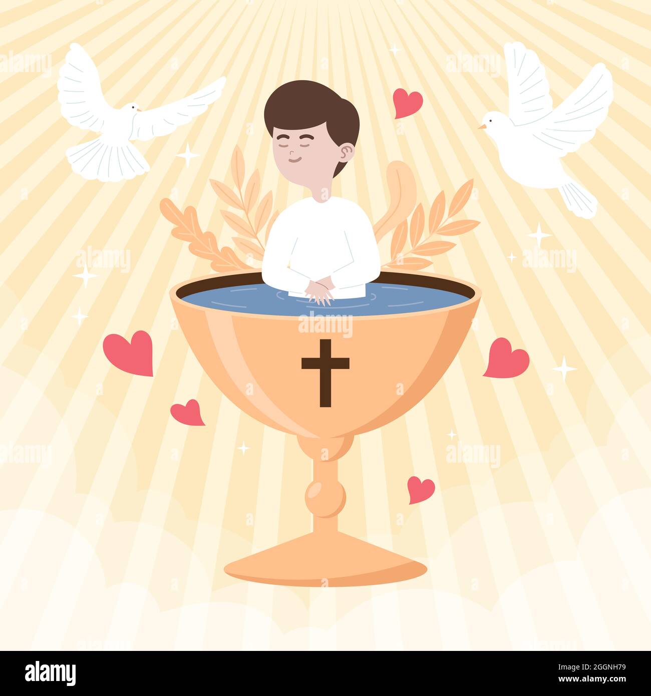 Flat baptism concept illustration Vector illustration. Stock Vector