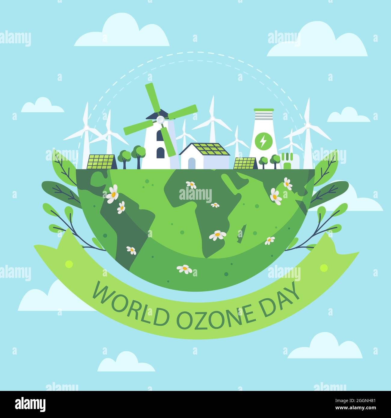 World ozone day illustration Vector illustration. Stock Vector