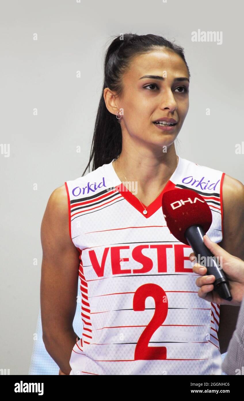 13-08-2021 Istanbul-Turkey: Turkey Volleyball Women's National Team Player Simge Aköz Stock Photo