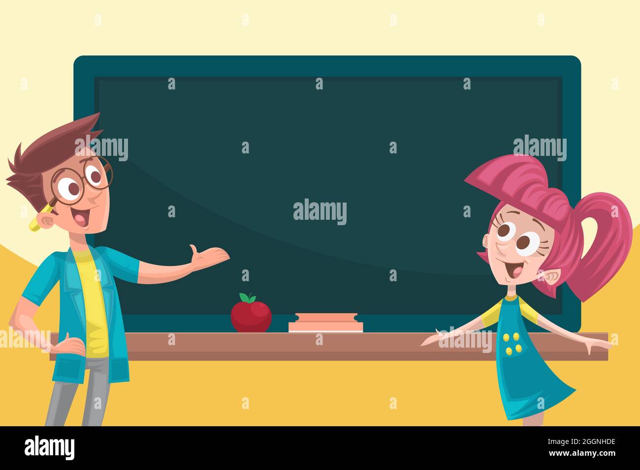 Cartoon back to school background Vector illustration. Stock Vector