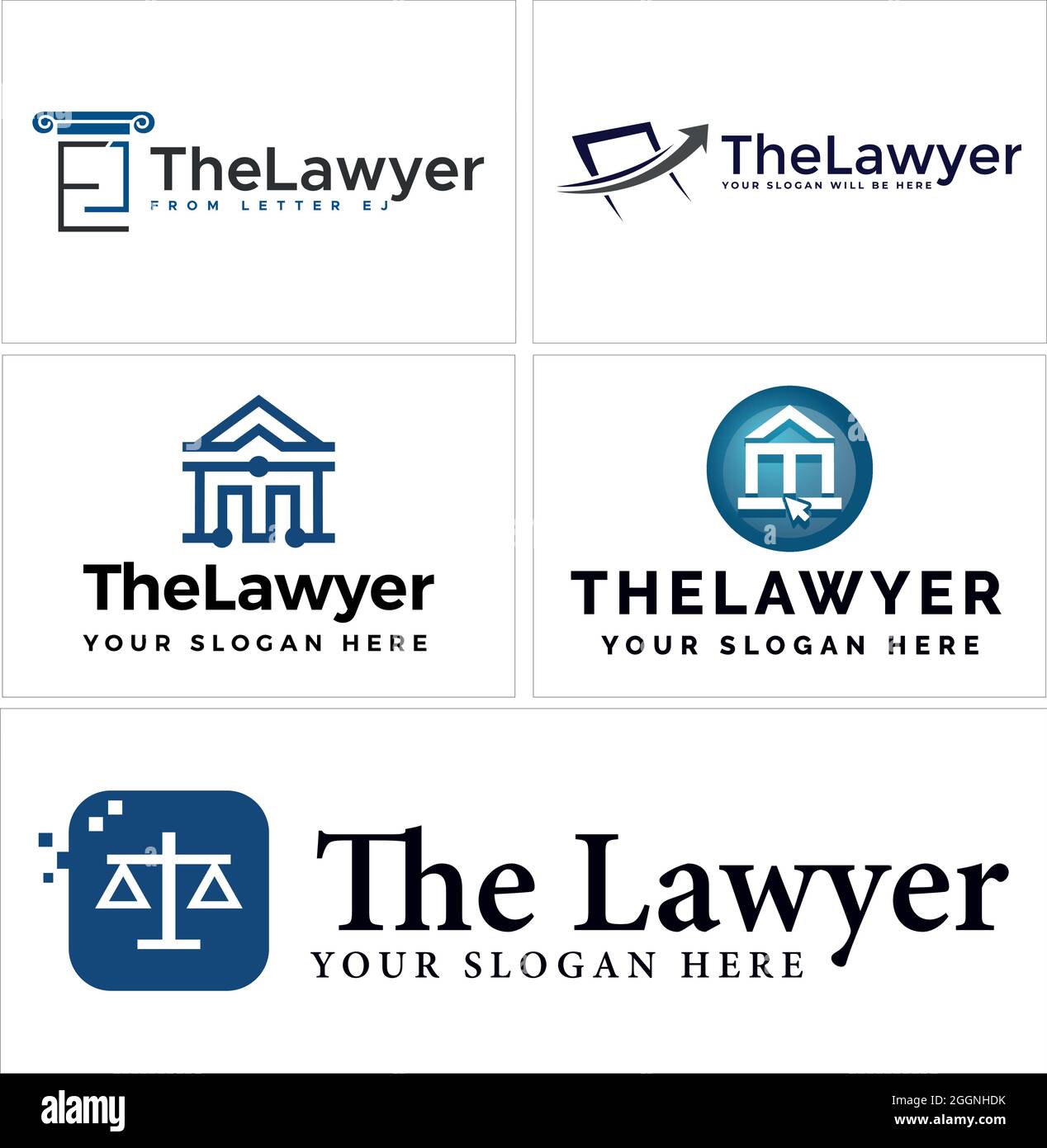 The lawyer justice law court firm technology logo design Stock Vector