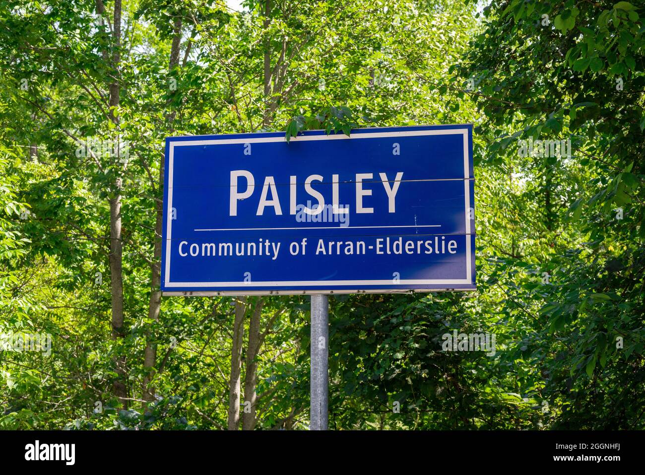 Rural Town Of Paisley Ontario Town Sign In Arran-Elderslie Ontario Canada Stock Photo