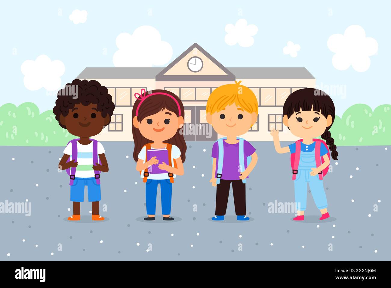Cartoon back to school background Vector illustration. Stock Vector