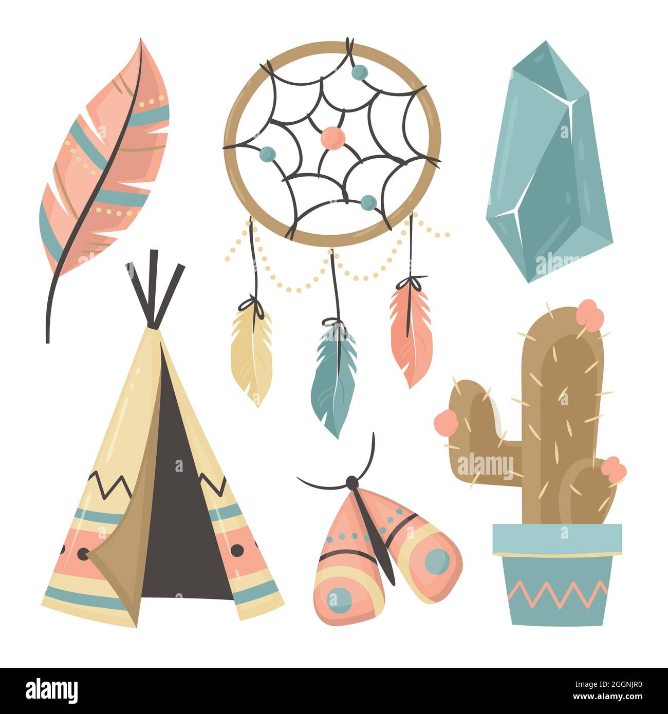 Hand drawn boho elements collection Vector illustration Stock Vector ...
